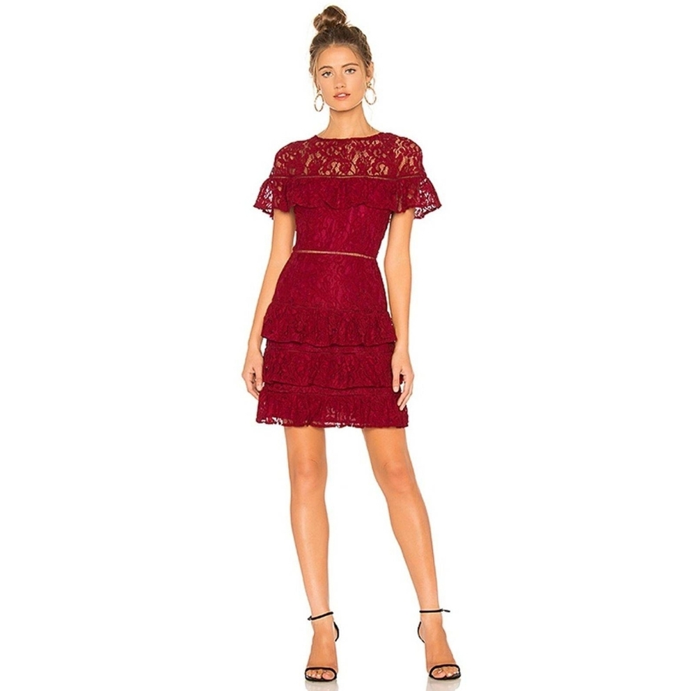 BB Dakota RSVP Red Laser Cut Tiered Dress